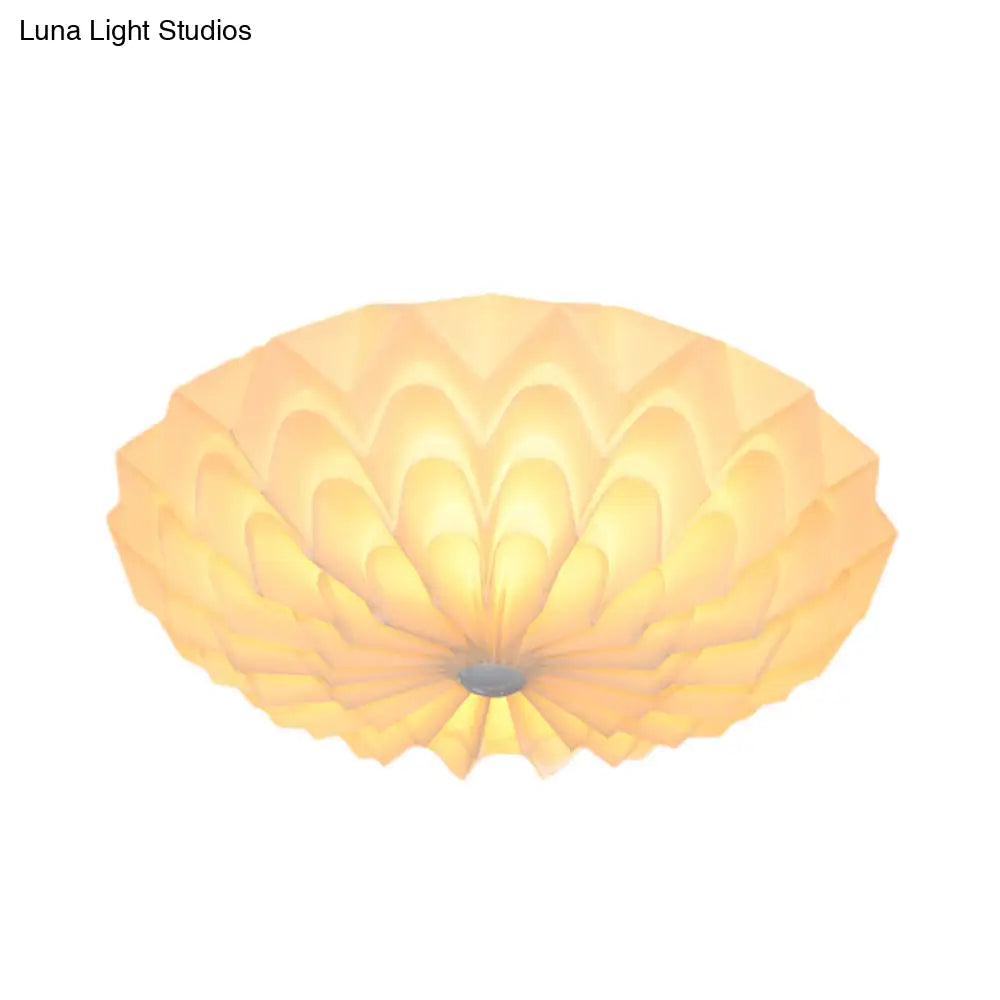 DecorBites™ DecorBites™ Modernist White Finish Flush Mount Light Fixture with Folding Bowl Acrylic Shade - 3 Heads Bedroom Flush Lamp