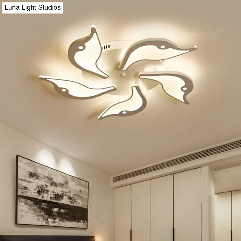 DecorBites™ DecorBites™ Modernist White LED Ceiling Light for Bedroom - Acrylic Flush Mount Fixture in Warm/White Light - 23.5"/27.5" Wide