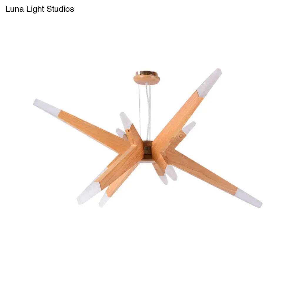 Lámpara de techo Sputnik de madera modernista con 12 luces LED - Perfecta para colgar en el dormitorio