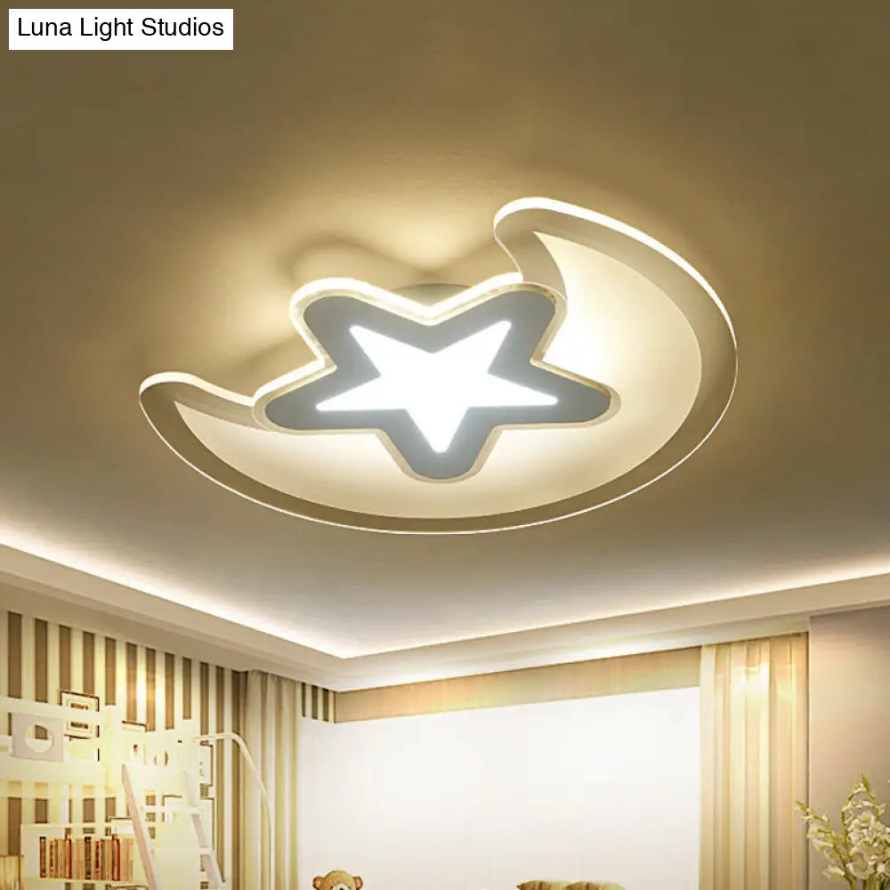 DecorBites™ DecorBites™ Moon and Star LED Ceiling Light with Modern White Finish - Perfect for Kid's Bedroom