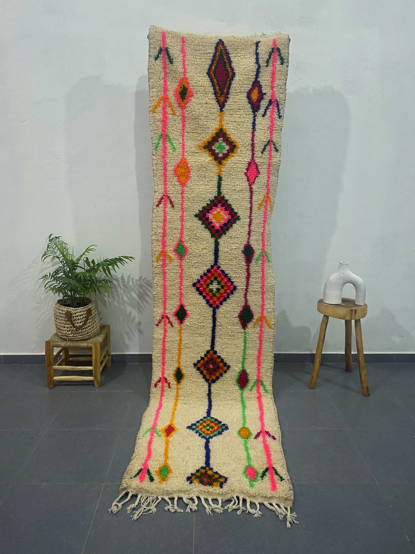 Moroccan Handmade Azilal Rug 2.7m x 0.7m - Moroccan Rugs