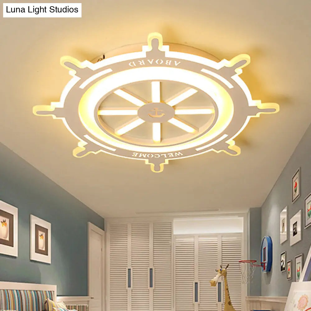 DecorBites™ DecorBites™ Nautical Style Acrylic Rudder Ceiling Mount Light - White Ceiling Fixture for Baby Bedroom