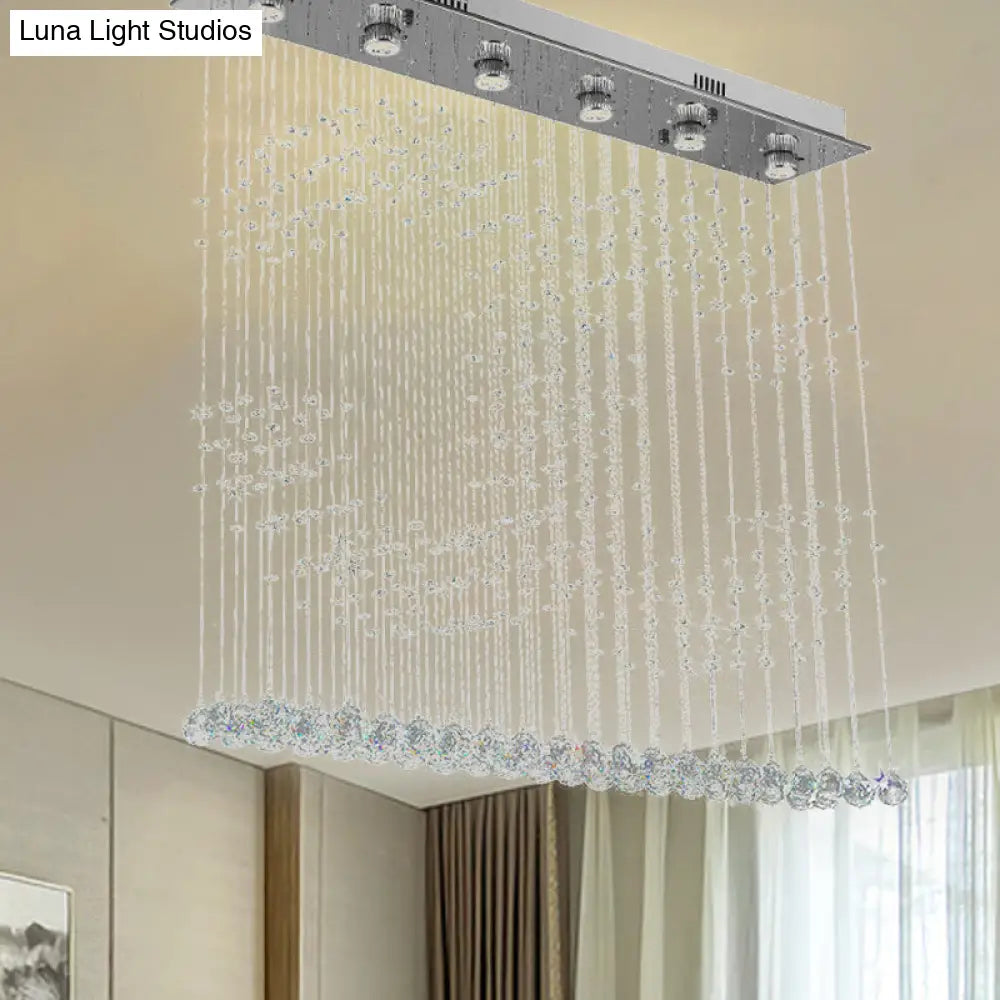 DecorBites™ DecorBites™ Nickel Double C Shaped Crystal Ball Flush Mount Light - 6-Light Ceiling Lighting for Bedroom