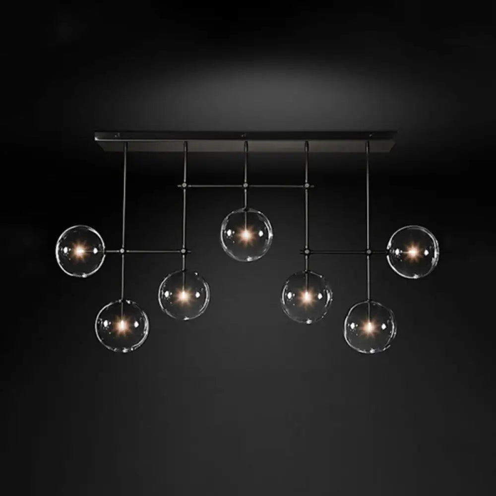 مصباح معلق على شكل جزيرة من DecorBites™ Nordic Clear Glass مكون من 7 لمبات باللونين الأسود والذهبي لغرفة المعيشة