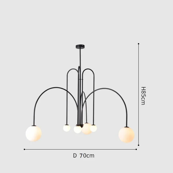 Nordic Comet Glass Ball Chandelier - Elegant Home Décor - Black 70cm - Chandelier