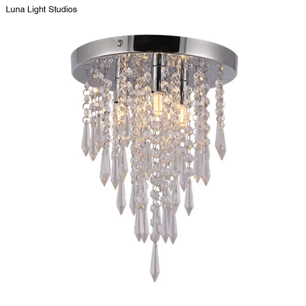 DecorBites™ DecorBites™ Nordic Crystal Droplet Flush Mount Ceiling Light Fixture in Chrome - 3 Lights