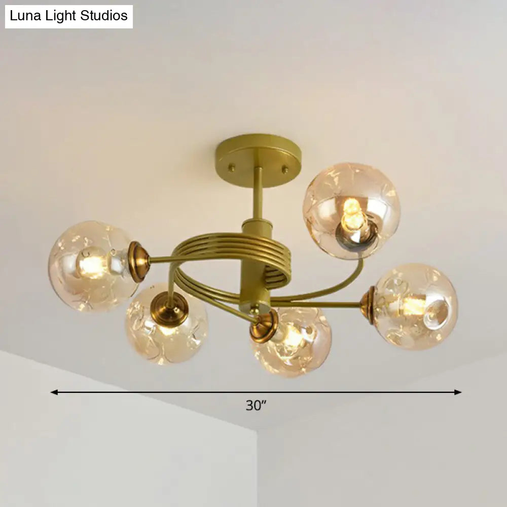 DecorBites™ DecorBites™ Nordic Glass Swirl Ceiling Mount Fixture - Modern Living Room Semi Flush Mount Lighting