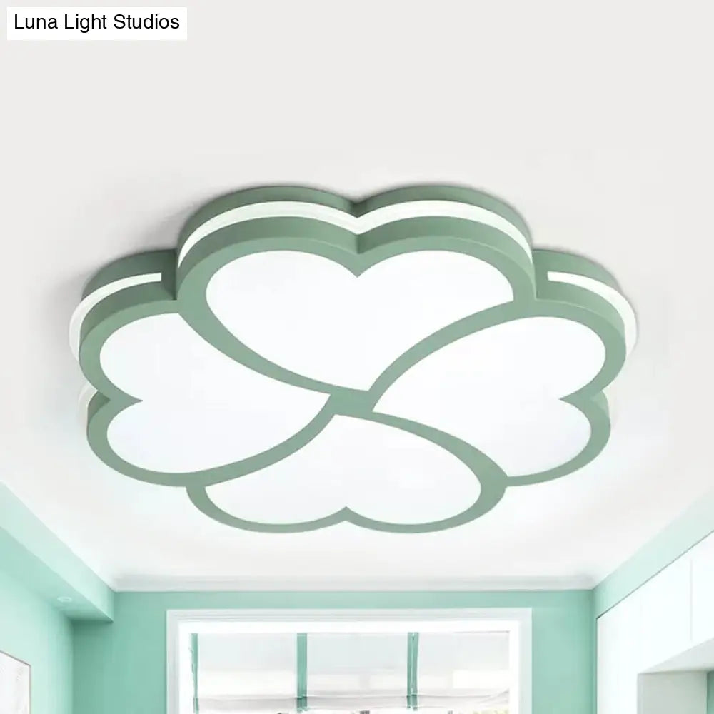 DecorBites™ DecorBites™ Nordic Heart Petal Acrylic Green LED Flush Mount Light for Foyer and Bedroom