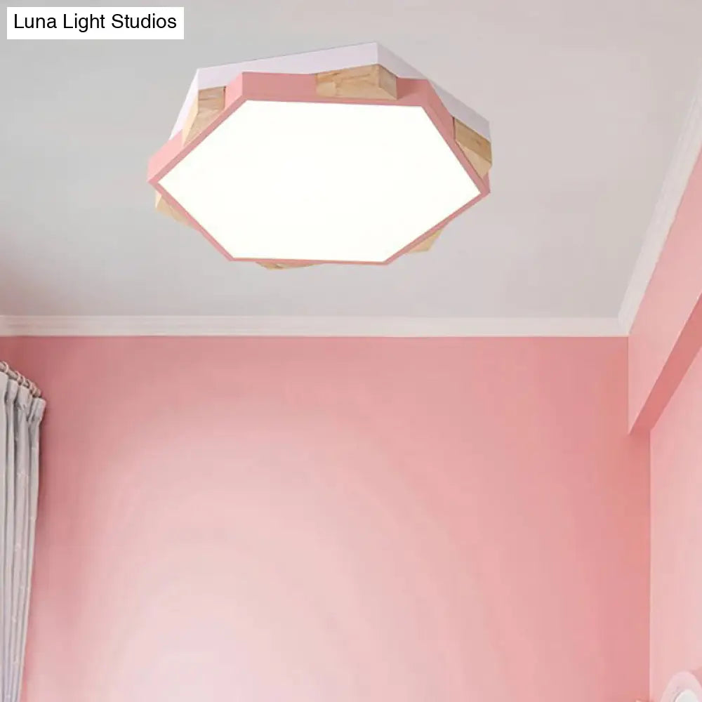 DecorBites™ DecorBites™ Nordic Hexagon Flush Mount Acrylic Ceiling Lamp for Study Room