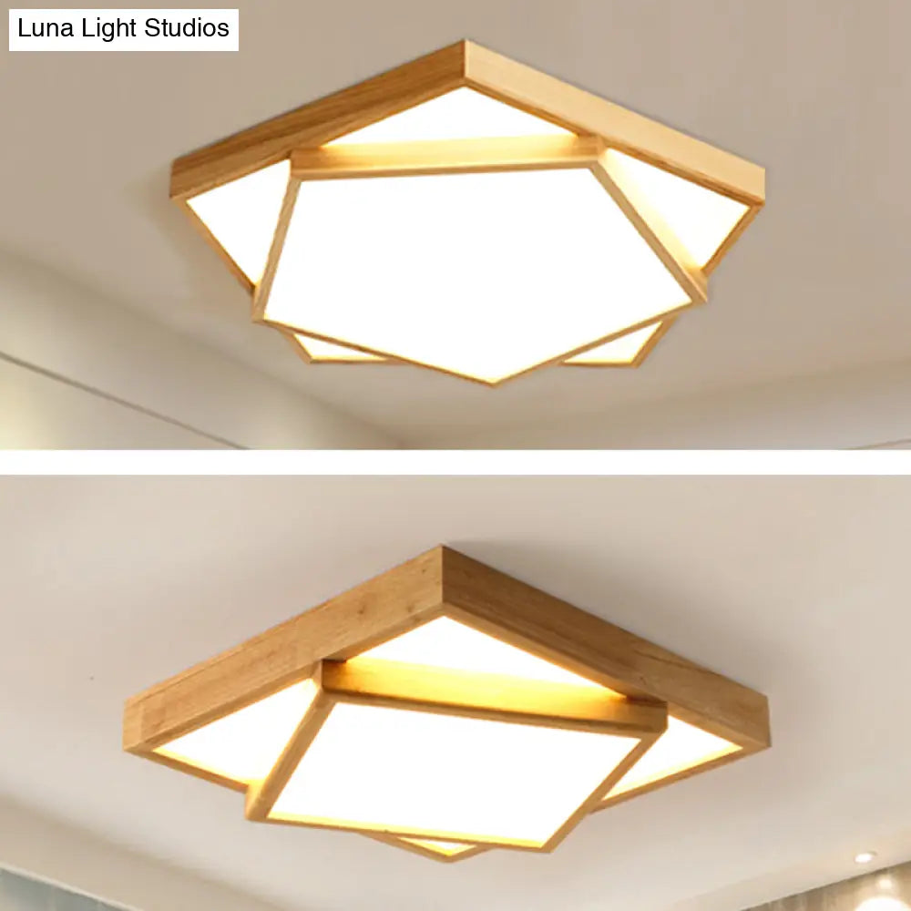 DecorBites™ DecorBites™ Nordic LED Acrylic Ceiling Mounted Lamp for Bedroom - Wood 2-Tiered Flush Light Fixture