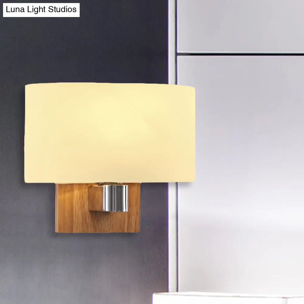 DecorBites™ DecorBites™ Nordic Living Room Sconce Lighting Fixture: Opal Glass Wall Light with Rectangle Shade & Wood Accent