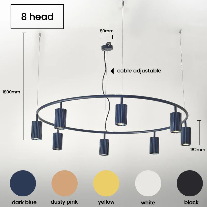Nordic Rotatable Chandelier for Dining & Kitchen - 8head / black color / Cold White - Chandelier