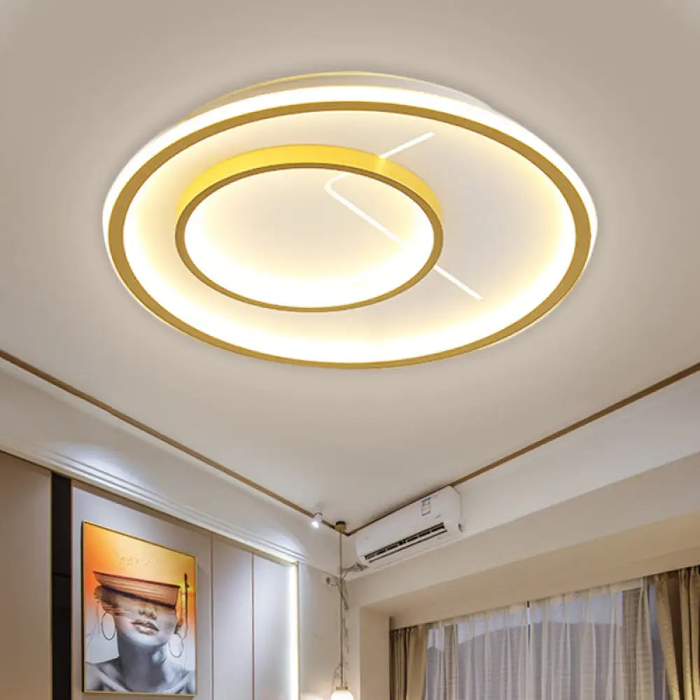 DecorBites™ DecorBites™ Nordic Style 2-Ring LED Flush Mount Fixture in Gold for Bedroom - Available in Warm/White Light
