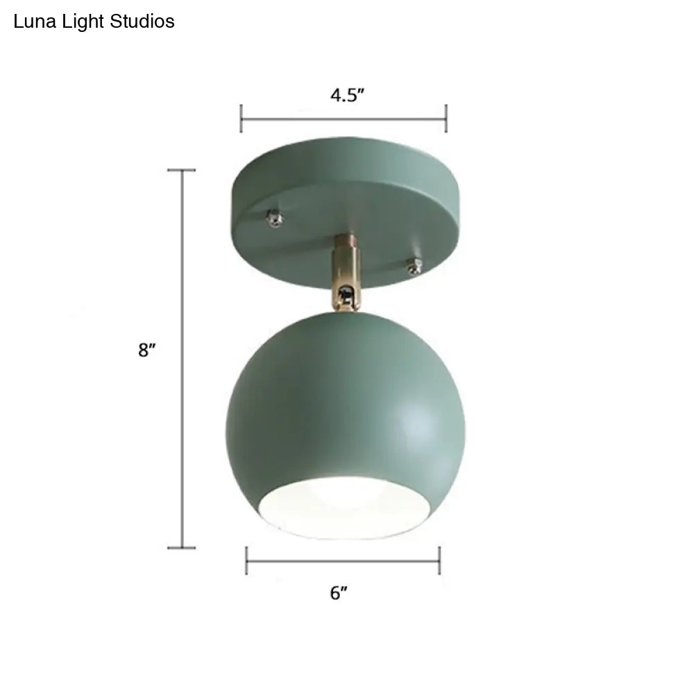 DecorBites™ DecorBites™ Nordic Swivel Dome Metal Flush Light - Green Semi Flush Ceiling Light for Corridor