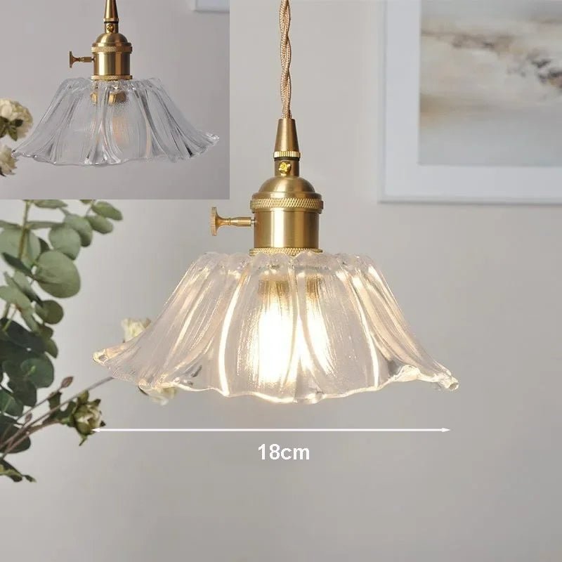 Nordic Vintage Flower Glass Pendant Light - Decorbites