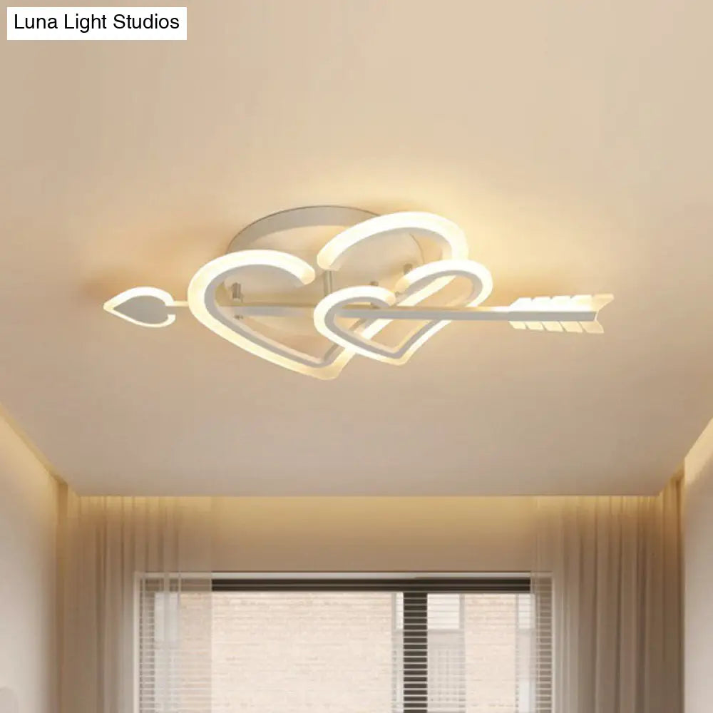 DecorBites™ DecorBites™ Nordic White Heart & Arrow LED Flush Mount for Bedroom Lighting