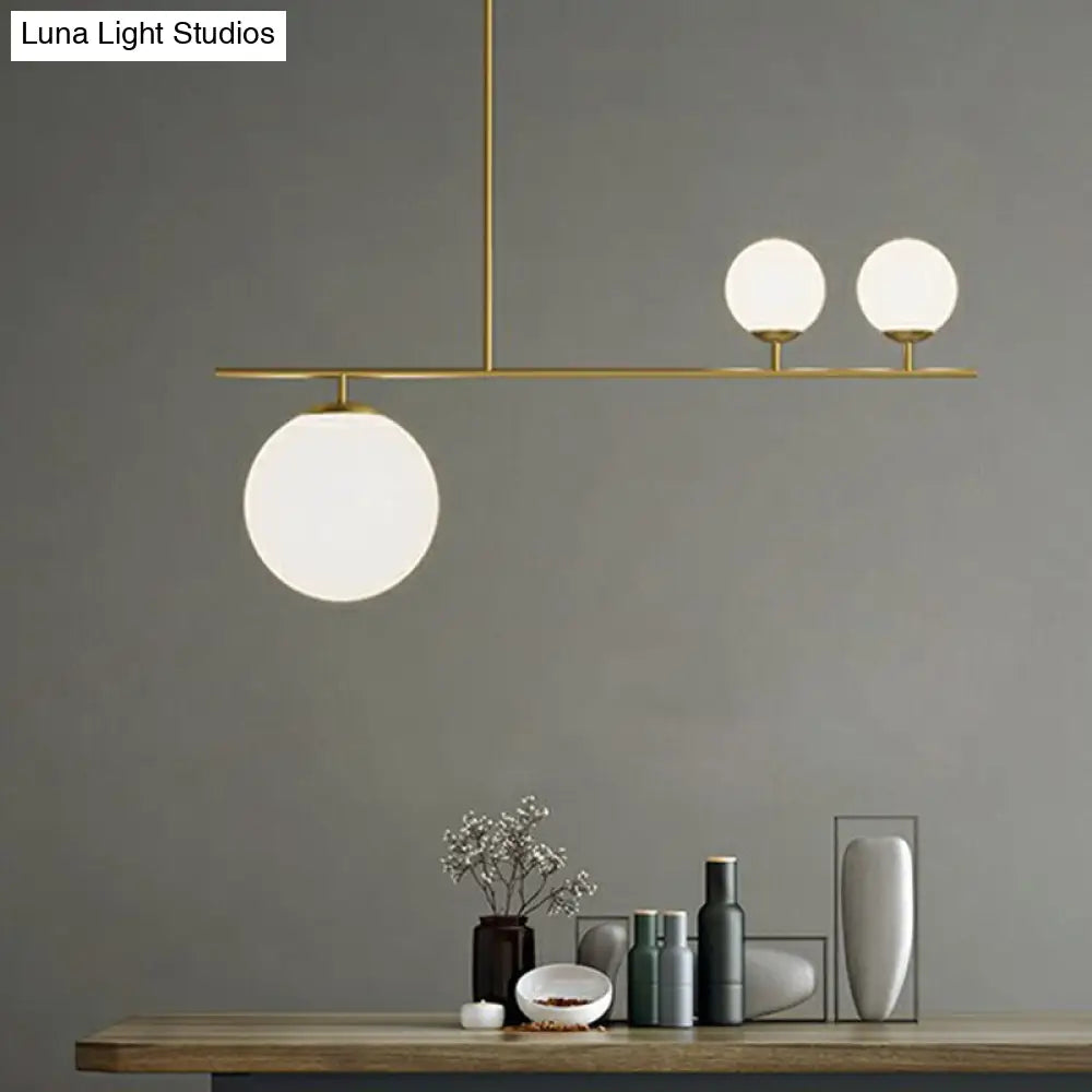 DecorBites™ Opal Glass Globe Pendant Lamp: Elegant 3-Bulb Island Lighting in Gold
