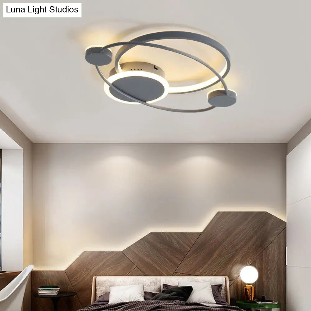 DecorBites™ DecorBites™ Orbit Integrated LED Flush Light – Warm/White – Metal & Acrylic – Nordic Style – Black & White/Gray