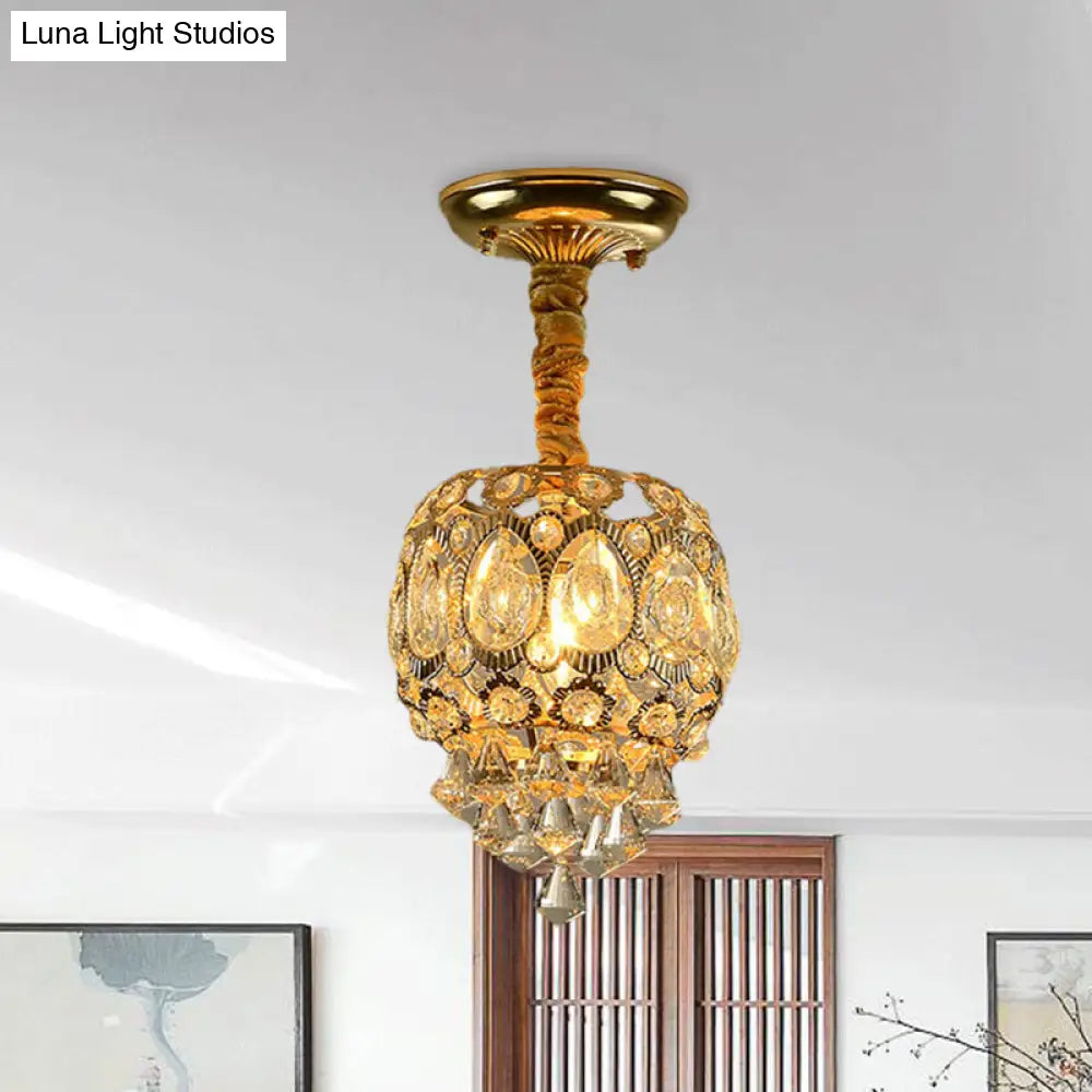 DecorBites™ DecorBites™ Oval Crystal Flush Ceiling Light Fixture with 1 Bulb in Gold
