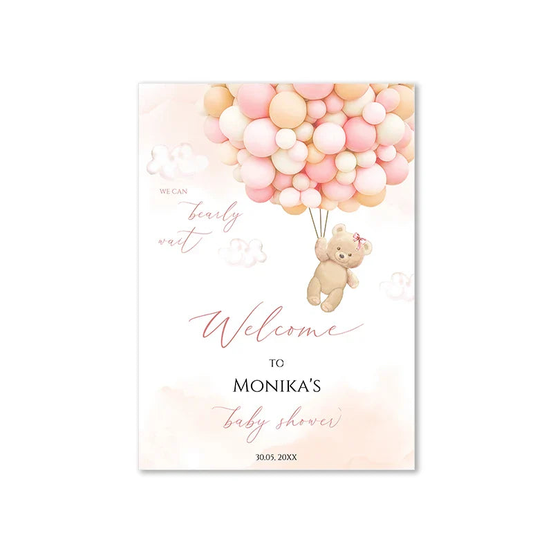 Personalized Teddy Bear Baby Shower Welcome Sign - Picture 1 / 10x15cm No Frame - Posters