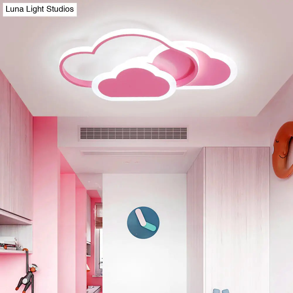 DecorBites™ DecorBites™ Pink Cloud LED Flush Light for Girls' Bedroom Ceiling - Cute Acrylic Cartoon Design