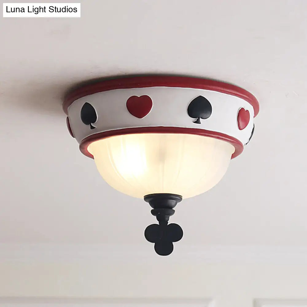 DecorBites™ DecorBites™ Poker Glass Children's Bedroom Ceiling Light - Modern White Ceiling Mount Fixture
