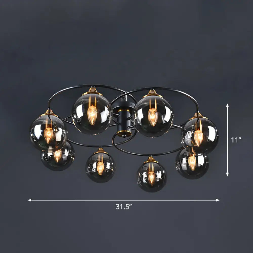 DecorBites™ DecorBites™ Post-Modern Glass Black Semi Flush Chandelier - Stylish Living Room Ceiling Light