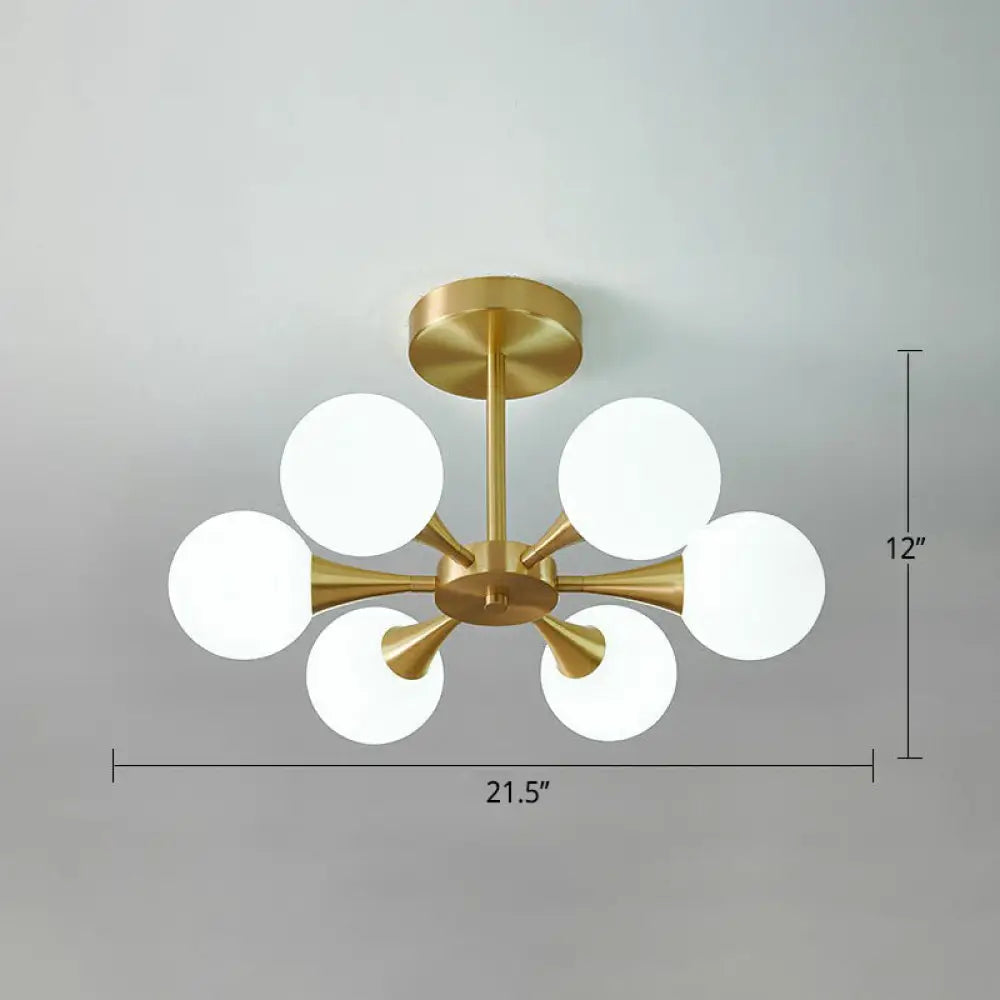 DecorBites™ DecorBites™ Postmodern Ball Glass Semi Flush Mount Ceiling Light with Brass Finish