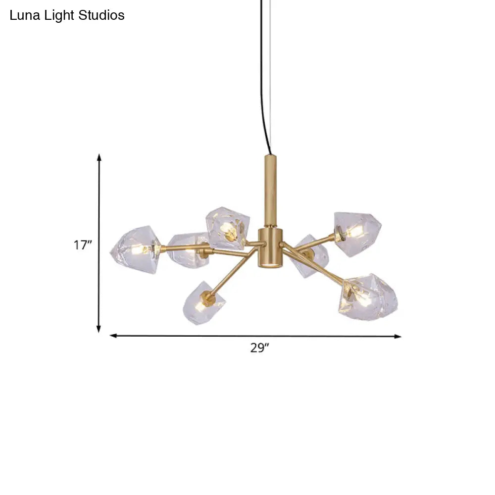 ثريا نحاسية عصرية مع 8 مصابيح معلقة من أحجار الكريستال الكريمة