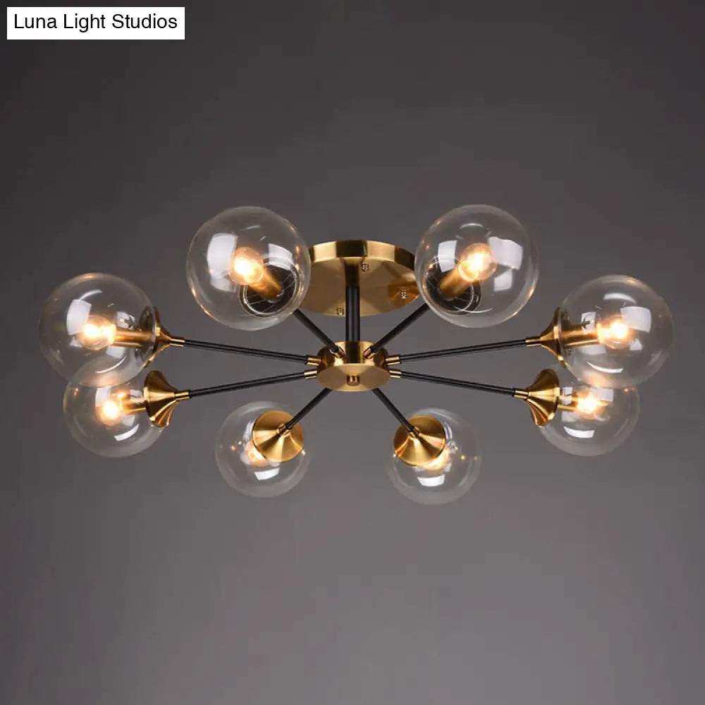 DecorBites™ DecorBites™ Postmodern Brass Flush Mount Light with Burst Design and Glass Ball for Living Room