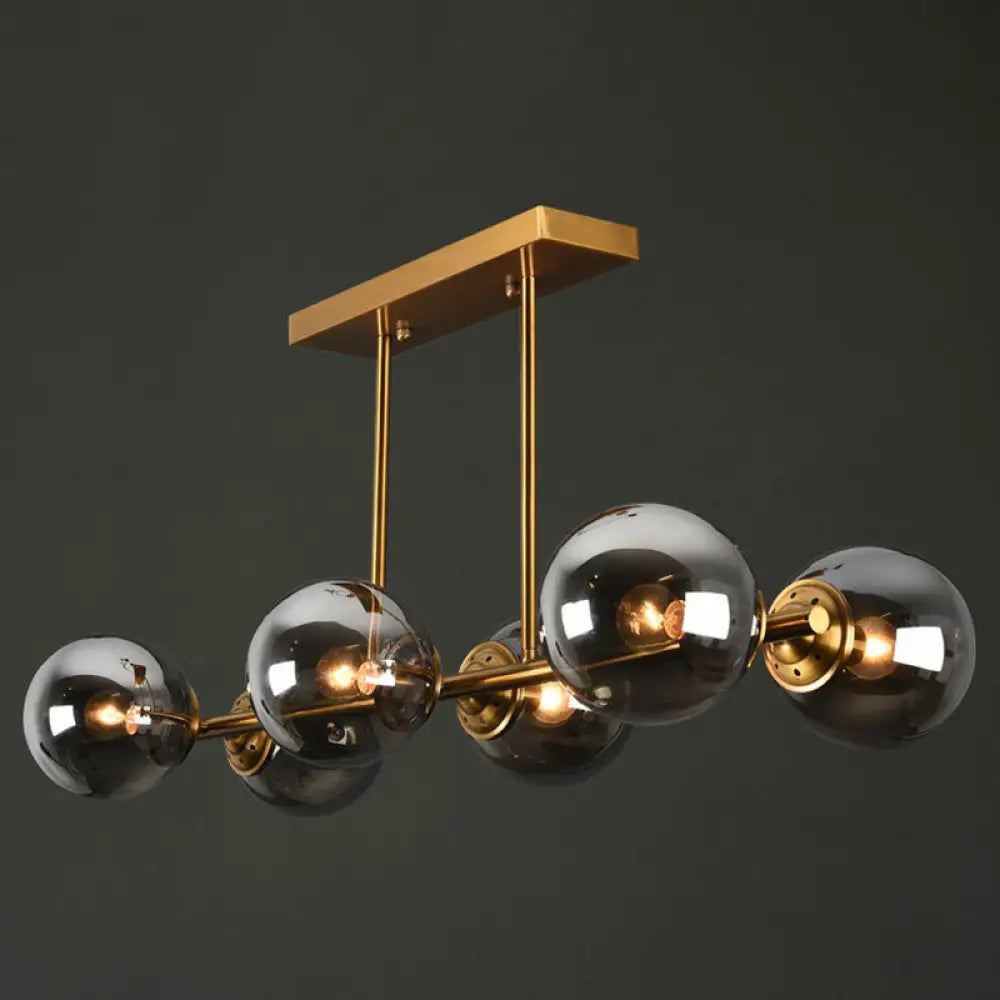 DecorBites™ Postmodern Brass Island Light with Globe Glass Shade: Stylish Metal Ceiling Fixture