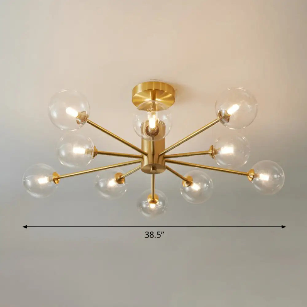 DecorBites™ DecorBites™ Postmodern Brass Radial Glass Chandelier Lamp for Living Room Lighting