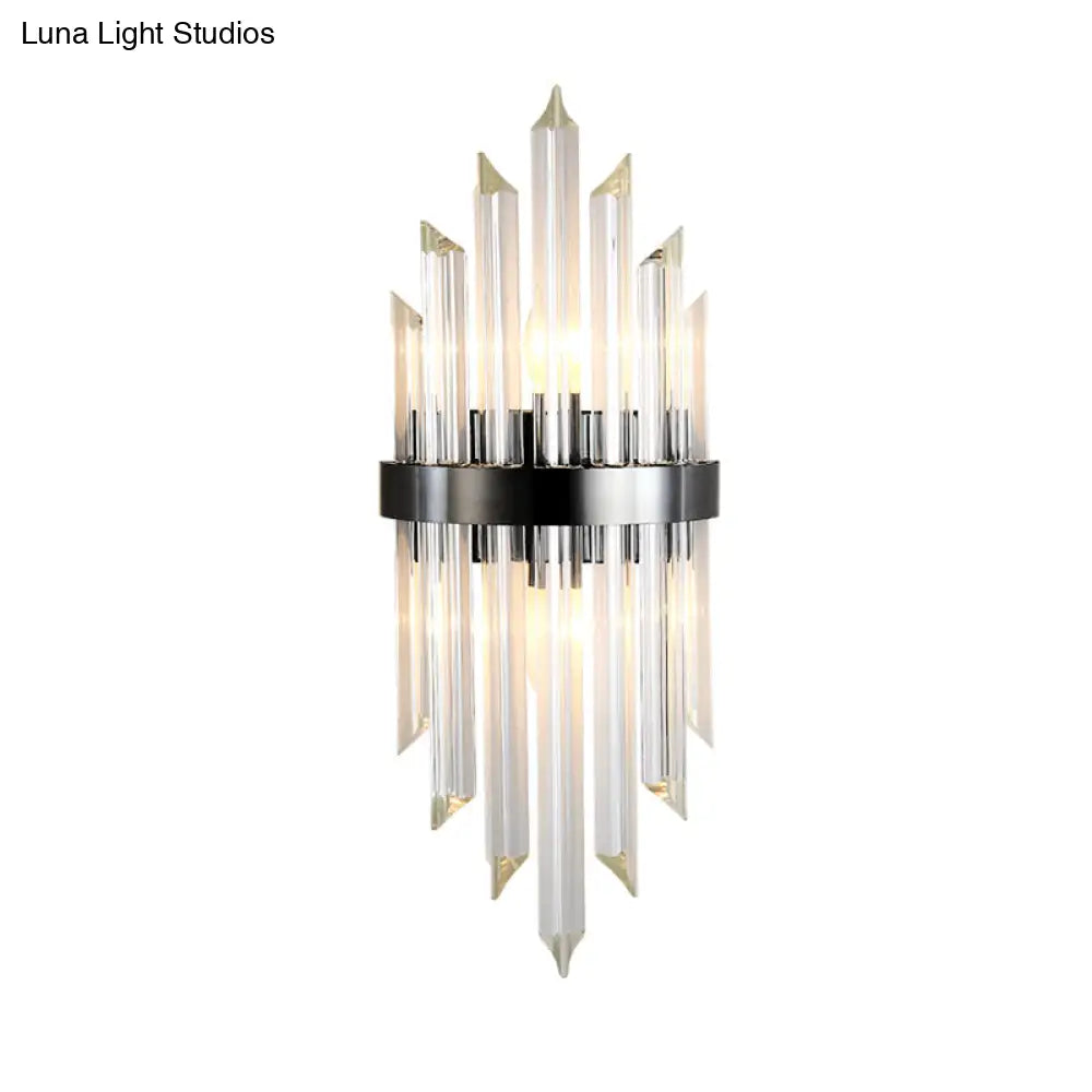 DecorBites™ DecorBites™ Postmodern Crystal Rod Sconce - 2 Head Half-Cylinder Wall Light for Living Room
