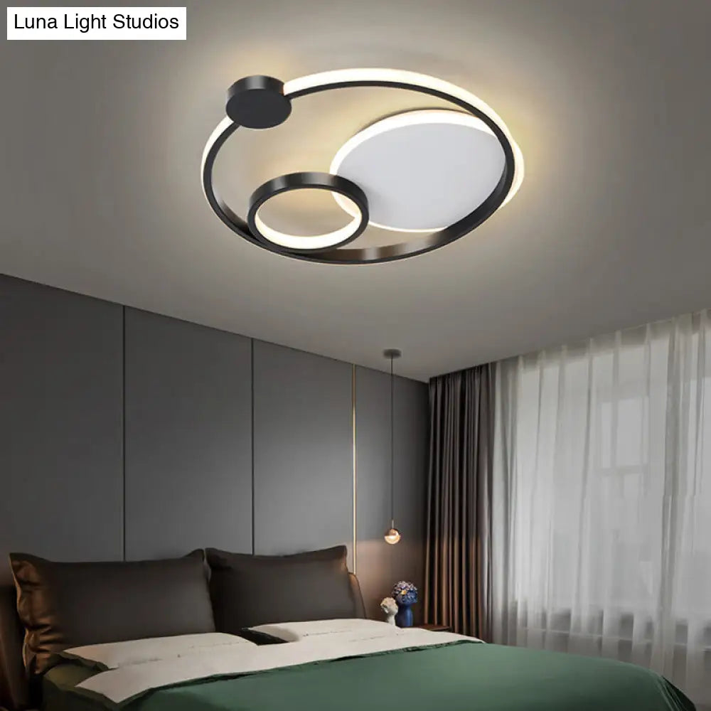 DecorBites™ DecorBites™ Postmodern Multi-Ring Metal LED Flush Mount Ceiling Lamp for Bedroom