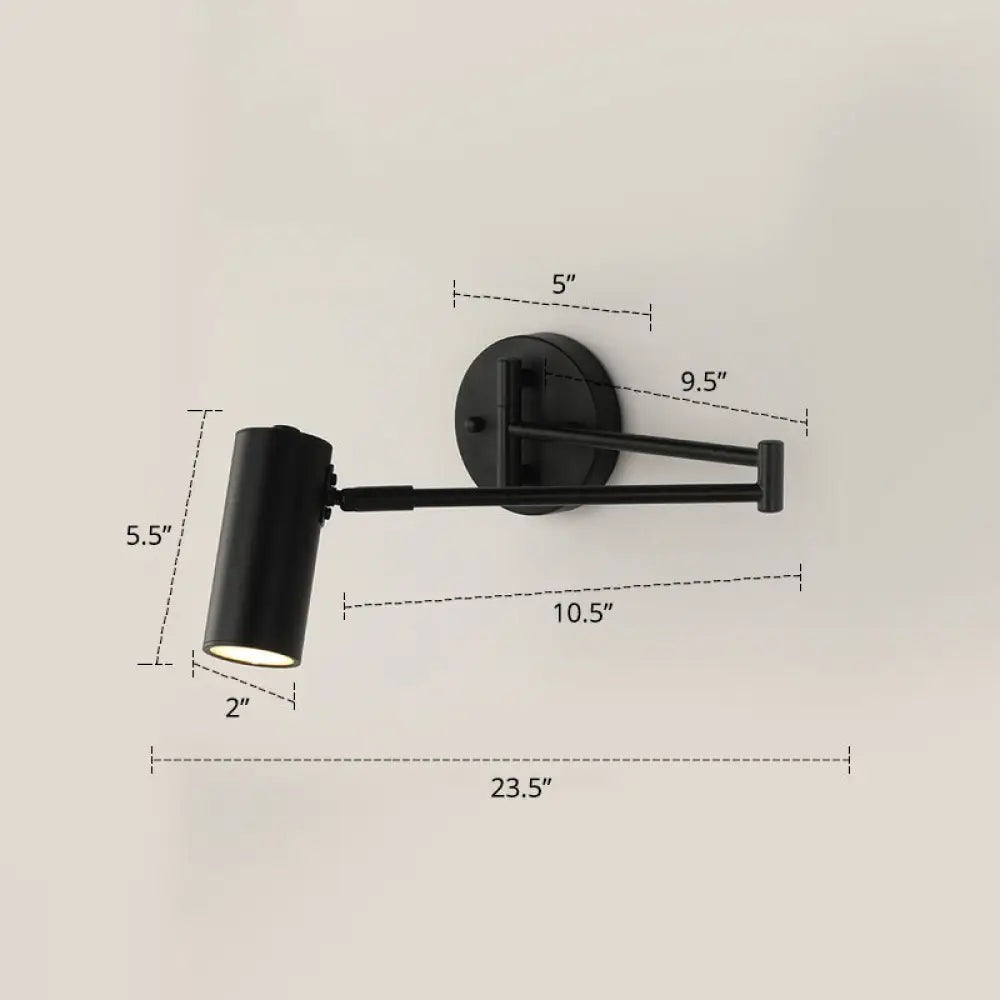 Lámpara de pared tubular posmoderna DecorBites™ con brazo extensible: elegante luz de lectura de noche