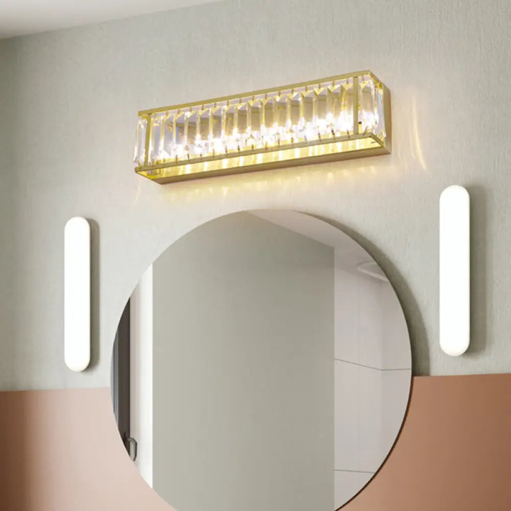 DecorBites™ DecorBites™ Prismatic Crystal LED Rectangle Vanity Sconce - Minimalist Black/Gold Bathroom Wall Light