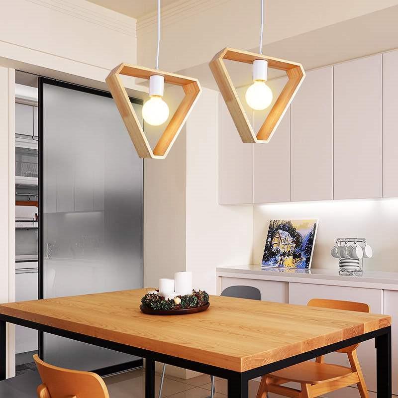 Asta - Geometric Hanging Wooden Lights For Bedroom
