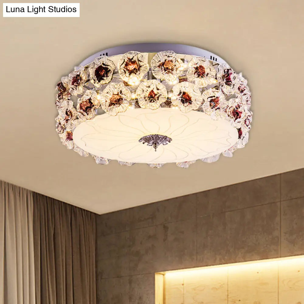 DecorBites™ DecorBites™ Purple/White LED Flush Light Ceiling Lamp with Crystal Flower Accents