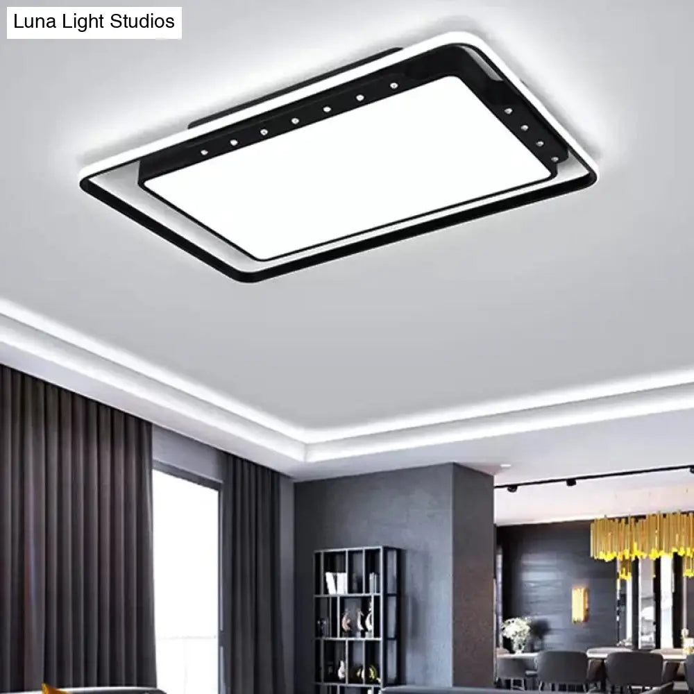 Lámpara de techo rectangular DecorBites™ en blanco y negro - Montaje empotrado sencillo en acrílico para sala de estar con luz cálida/blanca - 16"/19.5"/32.5" de ancho