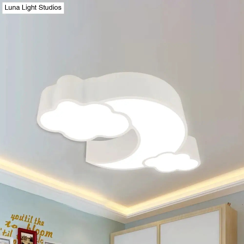 DecorBites™ DecorBites™ Red Acrylic Cloud Moon Flush Mount Ceiling Lamp for Study Room - Contemporary Lighting