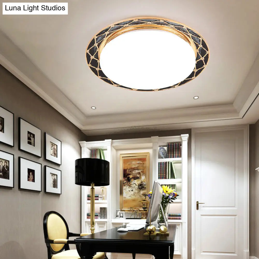 DecorBites™ DecorBites™ Resin Flush Mount LED Light Fixture - Traditional Black/Red/Apricot Bowl - Living Room Lighting