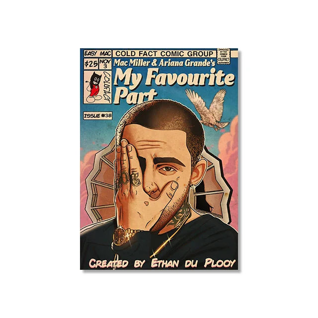 Retro Canvas Print: Hip Hop Singer Album Cover - SW8474 / 30X45cm Unframed - Posters