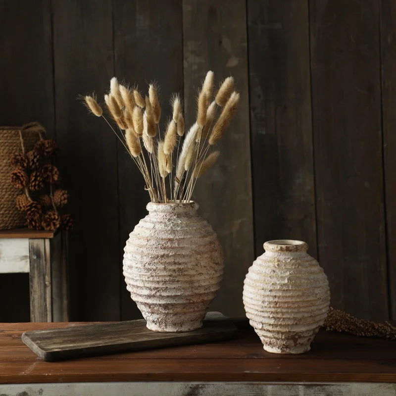 Retro Handmade Clay Vase 21.5CM Home Decor - Vase