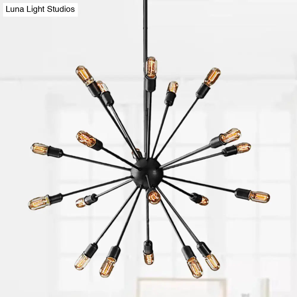 Retro Industrial Black Metal Chandelier Pendant - 9/12 Lights - Dining Room Lighting