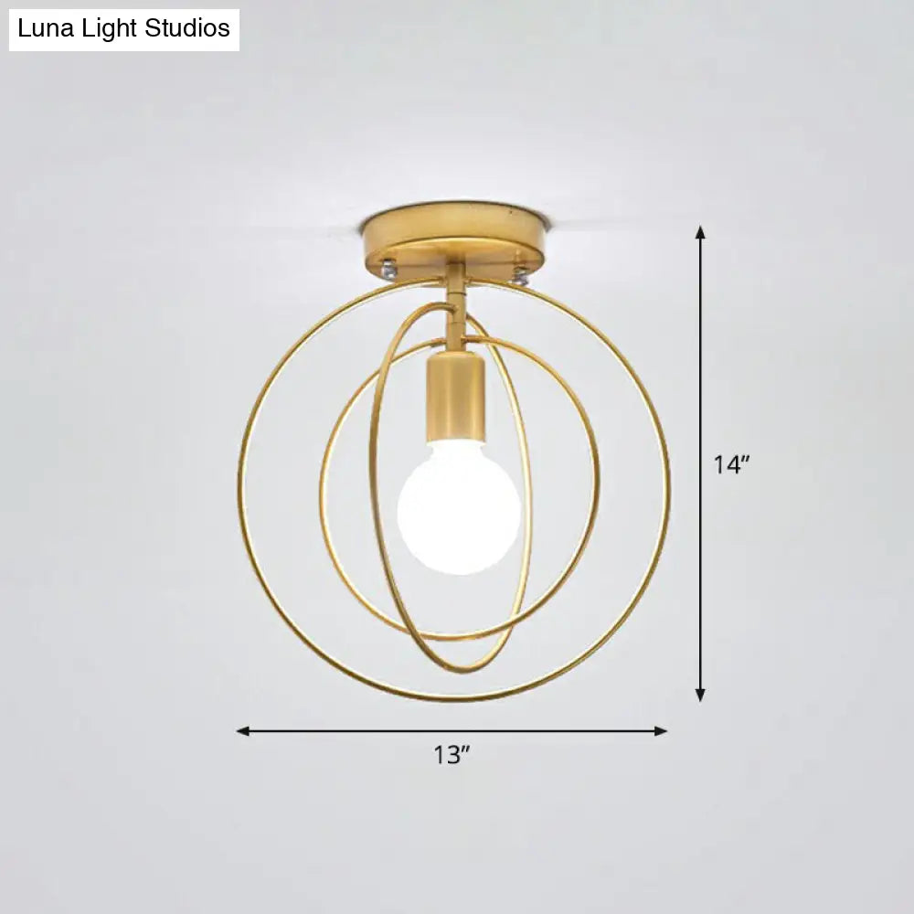 DecorBites™ DecorBites™ Retro Style Geometric Iron Semi Flush Mount Lighting for Corridor