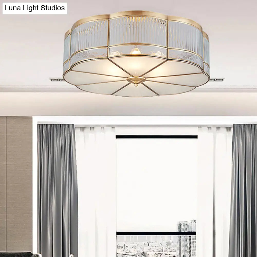DecorBites™ DecorBites™ Ribbed Glass Gold Ceiling Flush Mount Lamp - Clover Design with 3/4 Heads - Available in 14" or 18" - Ideal for Dining Room Decor