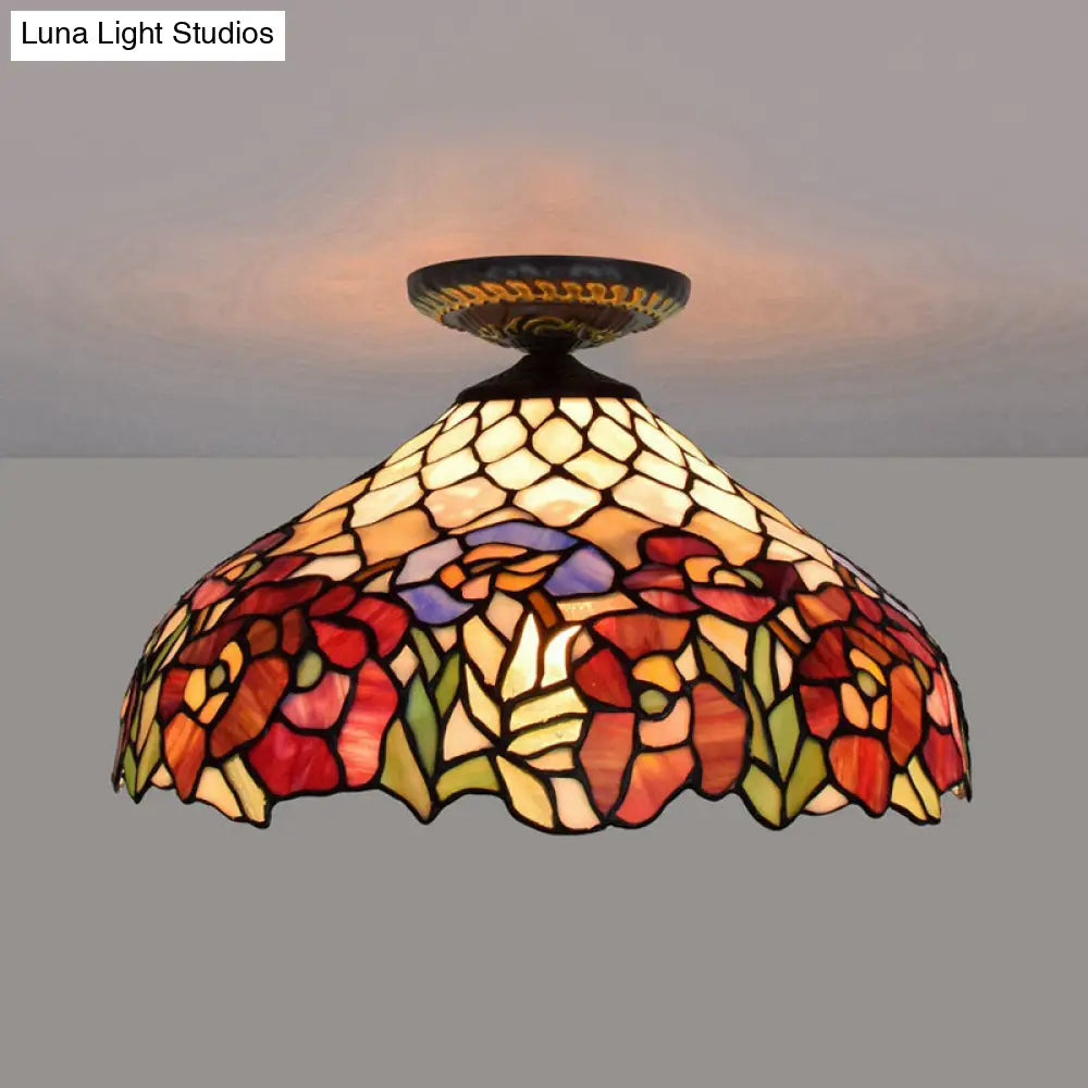 Lámpara de techo empotrada DecorBites™ Rose Metal Tiffany - Acabado en latón, 12"/16" de diámetro