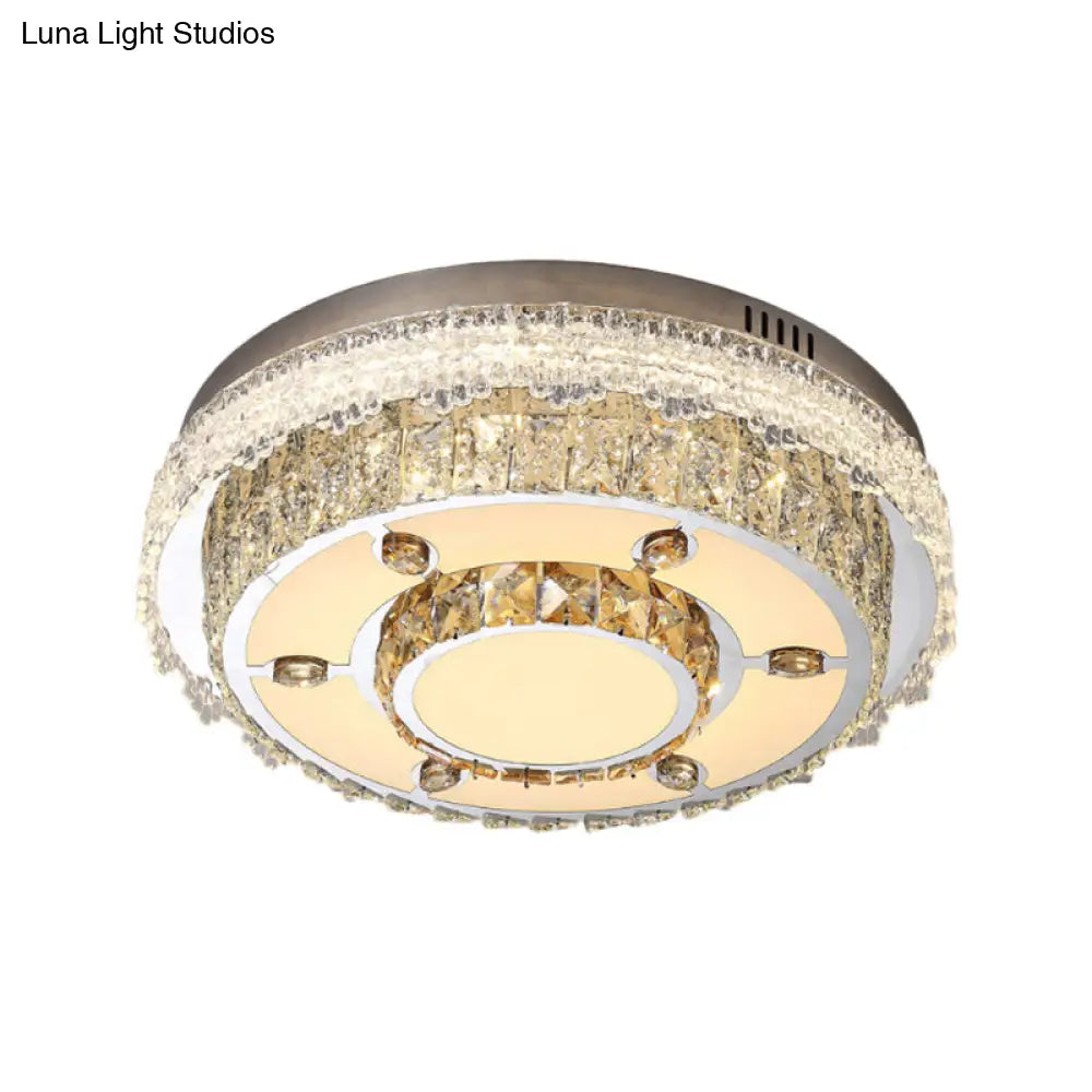 DecorBites™ DecorBites™ Round Flush Mount Crystal LED Ceiling Light Fixture for Bedroom