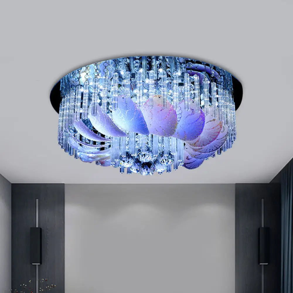 DecorBites™ DecorBites™ Round Flushmount Crystal Ceiling Light - 19.5"/23.5" Width, Simple Design, Clear, with 6/9 Bulbs