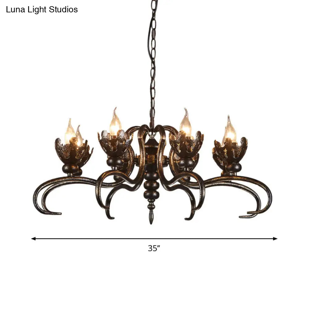 Rustic Antique Candle Chandelier – Stylish Twist Arm Pendant Light for Farmhouse Décor